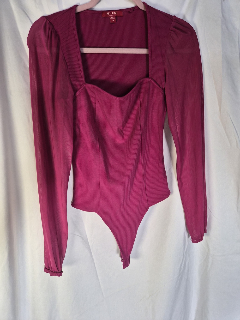 GUESS Kids Fuchsia Long-Sleeve One-Piece Bodysuit